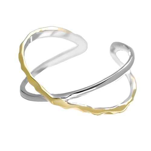 NicoWerk Damen Silberring Vertikal aus 925 Sterling Silber Schmal Glänzend Glatt Verspielt Ausgefallen Golden Vergoldet Durchbrochen Offen SRI971 NicoWerk Damen Silberring Vertikal aus 925 Sterling Silber Schmal Glänzend Glatt Verspielt Ausgefallen Golden Vergoldet Durchbrochen Offen SRI971 von NicoWerk