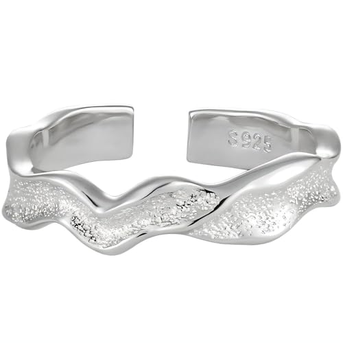 NicoWerk Damen Silberring Welle aus 925 Sterling Silber Schmal Rustikal Keltig Matt Glatt mit Struktur Glänzend Verstellbar Offen SRI1085 NicoWerk Damen Silberring Welle aus 925 Sterling Silber Schmal Rustikal Keltig Matt Glatt mit Struktur Glänzend Verstellbar Offen SRI1085 von NicoWerk