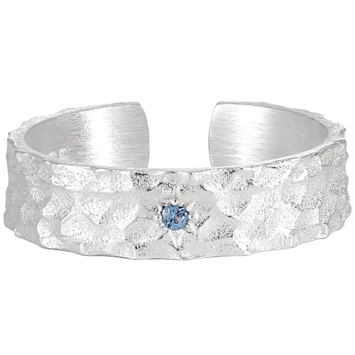 NicoWerk Damen Silberring gehämmert aus 925 Sterling Silber Rustikal Ausgefallen Keltig Matt mit Stein Struktur Bandring Verstellbar Offen SRI1096 NicoWerk Damen Silberring gehämmert aus 925 Sterling Silber Rustikal Ausgefallen Keltig Matt mit Stein Struktur Bandring Verstellbar Offen SRI1096 von NicoWerk