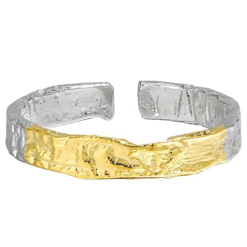 NicoWerk Damen Silberring gehämmert aus 925 Sterling Silber Rustikal Vergoldet mit Struktur Glänzend Bandring Verstellbar Offen SRI979 NicoWerk Damen Silberring gehämmert aus 925 Sterling Silber Rustikal Vergoldet mit Struktur Glänzend Bandring Verstellbar Offen SRI979 von NicoWerk