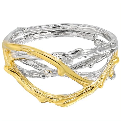 NicoWerk Damen Silberring gewickelt aus 925 Sterling Silber Filigran mit Struktur Glänzend Vergoldet Ast Verstellbar Offen SRI982 NicoWerk Damen Silberring gewickelt aus 925 Sterling Silber Filigran mit Struktur Glänzend Vergoldet Ast Verstellbar Offen SRI982 von NicoWerk