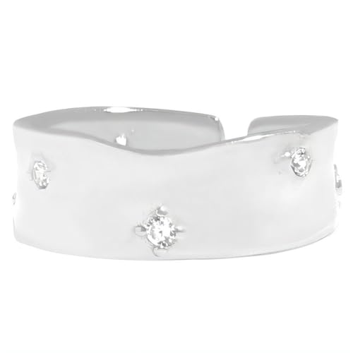 NicoWerk Damen Silberring mit Stein aus 925 Sterling Silber Glänzend Breit Glatt Bandring Elegant Zirkonia Edel Verstellbar Offen SRI1015 NicoWerk Damen Silberring mit Stein aus 925 Sterling Silber Glänzend Breit Glatt Bandring Elegant Zirkonia Edel Verstellbar Offen SRI1015 von NicoWerk