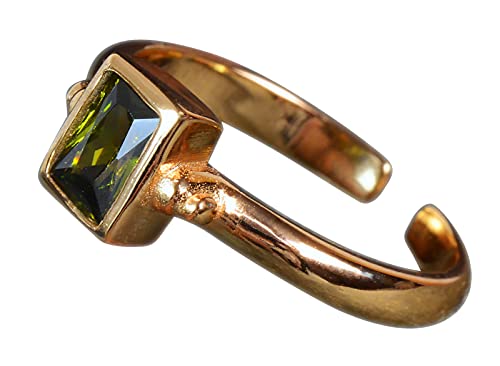 NicoWerk Damen Silberring mit Stein aus 925 Sterling Silber Schmal Eklatant Golden Grün Rechteck Zirkonia Verstellbar Offen SRI726 NicoWerk Damen Silberring mit Stein aus 925 Sterling Silber Schmal Eklatant Golden Grün Rechteck Zirkonia Verstellbar Offen SRI726 von NicoWerk
