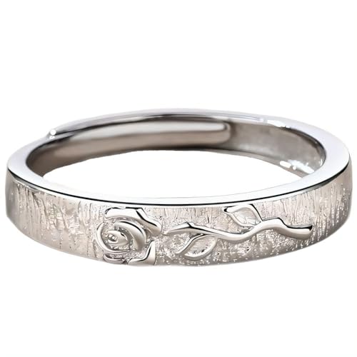 NicoWerk Ring Silber 925 Damen - Filigraner Silberring mit Rose-Design, schmal und matt, verstellbarer Bandring 925 Silber für Frauen - Blume - SRI1047 NicoWerk Ring Silber 925 Damen - Filigraner Silberring mit Rose-Design, schmal und matt, verstellbarer Bandring 925 Silber für Frauen - Blume - SRI1047 von NicoWerk