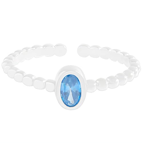 NicoWerk Ring Silber 925 Damen - Verstellbarer Silberring Damen 925 Silber, Ring mit blauem ovalem Stein - SRI1113 NicoWerk Ring Silber 925 Damen - Verstellbarer Silberring Damen 925 Silber, Ring mit blauem ovalem Stein - SRI1113 von NicoWerk