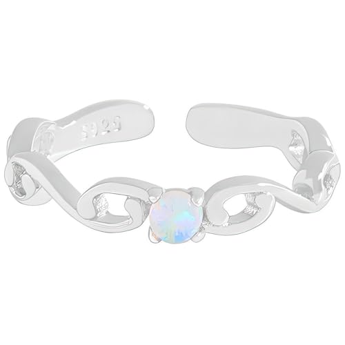 NicoWerk Ring Silber 925 Damen - Verstellbarer Silberring Damen 925 Silber mit Opal, Ring mit Stein - SRI1112 NicoWerk Ring Silber 925 Damen - Verstellbarer Silberring Damen 925 Silber mit Opal, Ring mit Stein - SRI1112 von NicoWerk