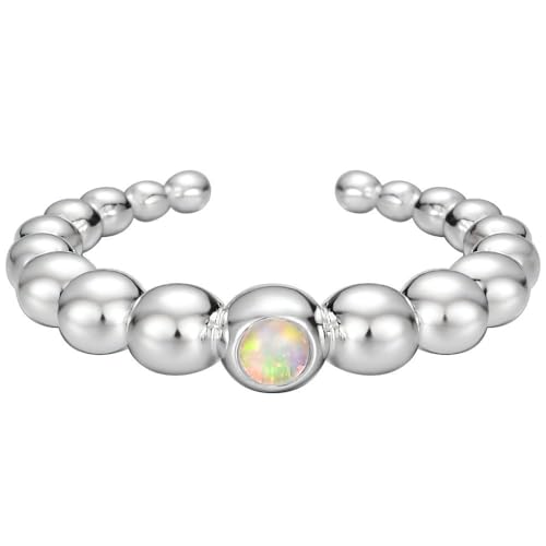 NicoWerk Ring Silber 925 Damen - Verstellbarer Silberring Damen 925 Silber mit Opal, Ring mit Stein in Kugel-Design - SRI1110 NicoWerk Ring Silber 925 Damen - Verstellbarer Silberring Damen 925 Silber mit Opal, Ring mit Stein in Kugel-Design - SRI1110 von NicoWerk