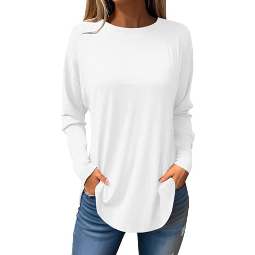 Langarm-Tops für Damen, Blusen, elegant, lässig, Fledermaus-Oberteil, schwarz, langärmeliges T-Shirt, einfarbig, Tunika, Tops, Rundhalsausschnitt, Sweatshirts, lockere Longline-Blusen, Yoga, Langarm-Tops für Damen, Blusen, elegant, lässig, Fledermaus-Oberteil, schwarz, langärmeliges T-Shirt, einfarbig, Tunika, Tops, Rundhalsausschnitt, Sweatshirts, lockere Longline-Blusen, Yoga, von Nidddiv