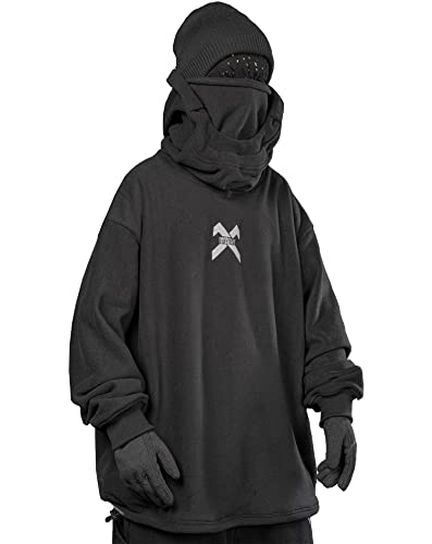 Niepce Inc Streetwear Herren Oversized Heavyweight Hoodie mit Halstucher, schwarz 1, X-Large von Niepce Inc