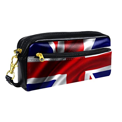 Kleine Make-up-Tasche für Damen,Leder-Bleistifttasche,Kosmetiktasche,Britische Flagge modern,Make-up-Tasche, Stifttasche von NigelMu