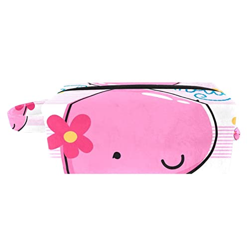 Kosmetiktasche,kleine Handtasche,Make-up-Tasche für Damen,Mädchen rosa Cartoon-Wal,Reise-Make-up-Taschen von NigelMu