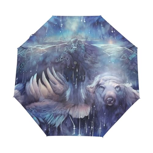 Aquarell Schnee Bison Kuh Regenschirm Taschenschirm Kinder Jungen Mädchen UV-Schutz Auf-Zu Automatik Umbrella Verstärkt Winddichte Zusammenklappbar von Niigeu