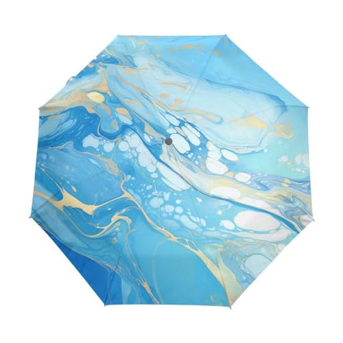 Exquisiter Marmor Granitblau Regenschirm Taschenschirm Kinder Jungen Mädchen UV-Schutz Auf-Zu Automatik Umbrella Verstärkt Winddichte Zusammenklappbar von Niigeu