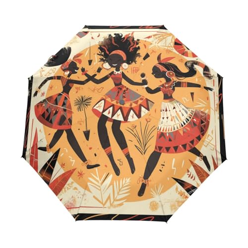 Klassische Musik Lady African Regenschirm Taschenschirm Kinder Jungen Mädchen UV-Schutz Auf-Zu Automatik Umbrella Verstärkt Winddichte Zusammenklappbar von Niigeu