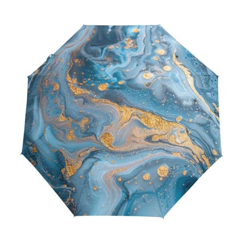 Marmor Kupfer Kratzer Blau Regenschirm Taschenschirm Kinder Jungen Mädchen UV-Schutz Auf-Zu Automatik Umbrella Verstärkt Winddichte Zusammenklappbar von Niigeu