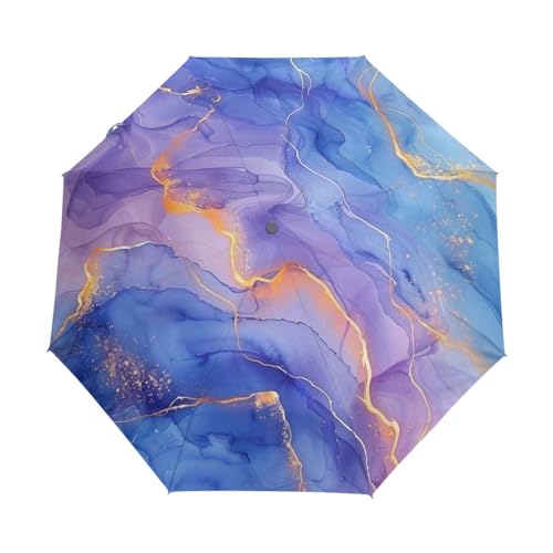 Marmor Kupfer Metallic Lila Regenschirm Taschenschirm Kinder Jungen Mädchen UV-Schutz Auf-Zu Automatik Umbrella Verstärkt Winddichte Zusammenklappbar von Niigeu