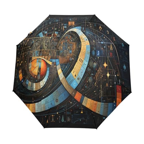 Retro Gleichungen Im Europäischen Stil Regenschirm Taschenschirm Kinder Jungen Mädchen UV-Schutz Auf-Zu Automatik Umbrella Verstärkt Winddichte Zusammenklappbar von Niigeu