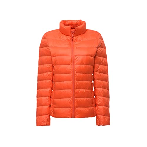 Damen-Daunenjacke, verstaubar, ultraleicht, kurze Daunenjacke, schmale Passform, tragbare Pufferjacke, Orange, 38 von Niiyyjj