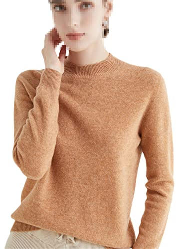 Damen Kaschmir Pullover Casual Loose Knit Sweater Tops Female Inside Jumper, Golden Khaki, S von Niiyyjj