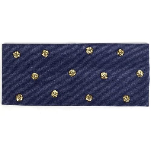 Damen-Stirnband, Harz, Pailletten, Perlen, Strass, elastisches Haar-Accessoire, goldfarben, marineblau von Niiyyjj