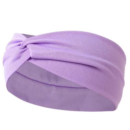 Einfarbige Haarbänder für Damen, Leopardenmuster, elastisch, Vintage-Turban, Hellviolett von Niiyyjj