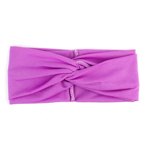 Elastisches Patchwork-Turban-Stirnband für Damen, gedrehtes Stretch-Haarband, modisches Stirnband, Spa, Kopfband, Violett von Niiyyjj