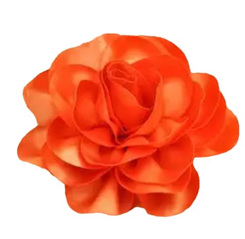 Große Satin Blume Haarspange Für Frauen Rot Blau Lila Party Frauen Show Tanz Haar Zubehör orange von Niiyyjj