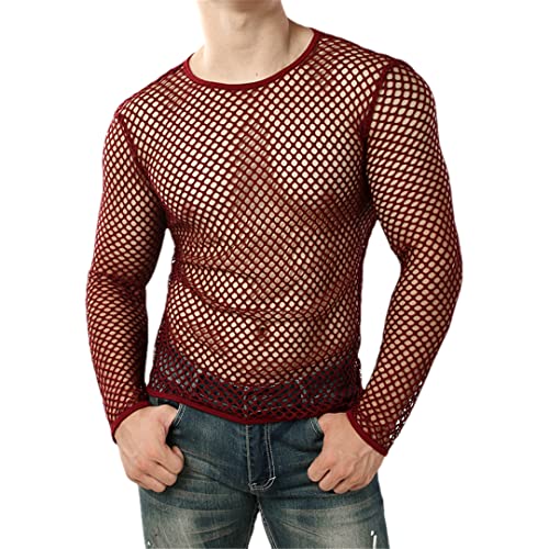 Herren Transparent Sexy Mesh T-Shirt See Through Fischnetz Unterhemden Nachtclub Party Top Tees von Niiyyjj