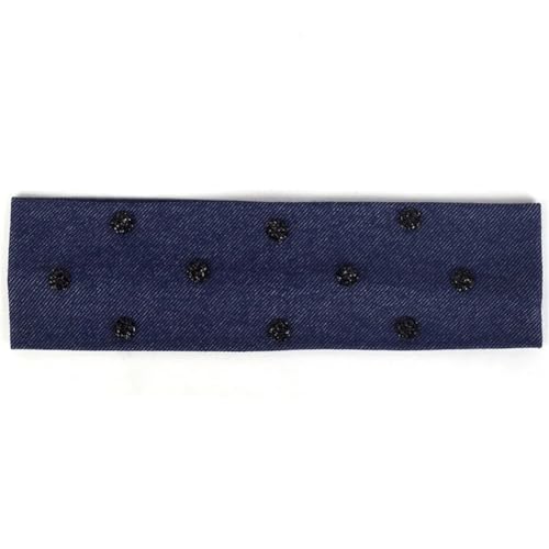 Lässiges Denim-Haarband mit Strasssteinen, für Mädchen, dehnbar, flach, Turban, Haarschmuck, Schwarz, Marineblau von Niiyyjj