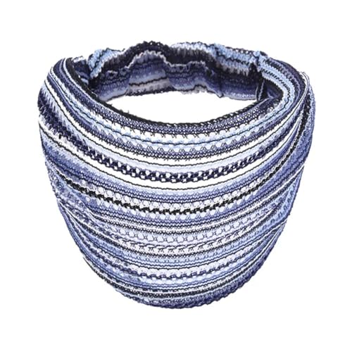 Niiyyjj Damen Bohemian-Stirnband, gestreift, modisch, breiter Kopf, Turban, elastische Haarbänder, Blau von Niiyyjj