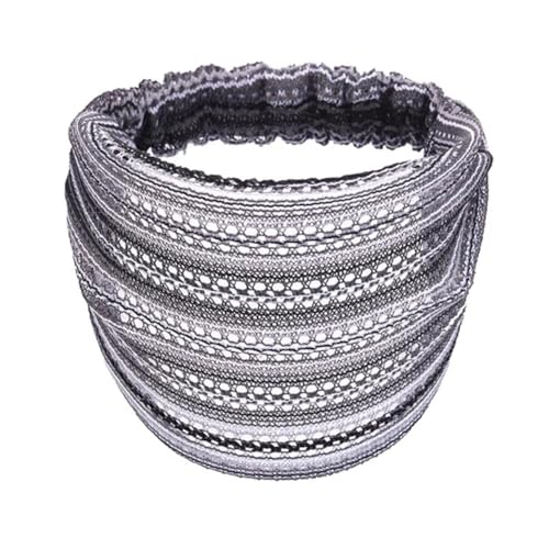 Niiyyjj Damen Bohemian-Stirnband, gestreift, modisch, breiter Kopf, Turban, elastische Haarbänder, Grau von Niiyyjj