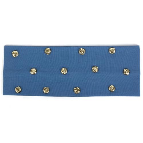 Niiyyjj Damen-Haarbänder mit Strasssteinen und Perlen, Baumwolle, einfarbig, dehnbar, lässig, Blau / Gold von Niiyyjj