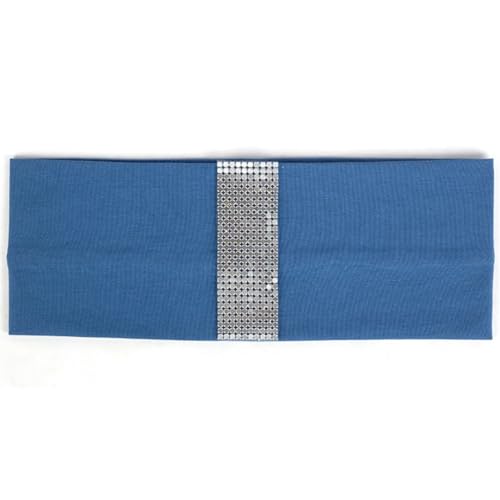 Niiyyjj Damen-Haarband aus Baumwolle, Metall, geometrisch, lässig, elastisch, flach, Party-Stirnbänder, Blau und Silber von Niiyyjj