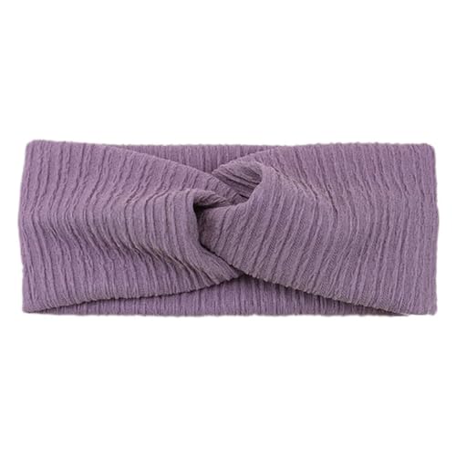 Niiyyjj Damen-Stirnband, gestreift, geknotet, handgefertigt, Sport, elastisch, Turban-Bandage, solide, Yoga-Haar-Accessoire, Violett von Niiyyjj