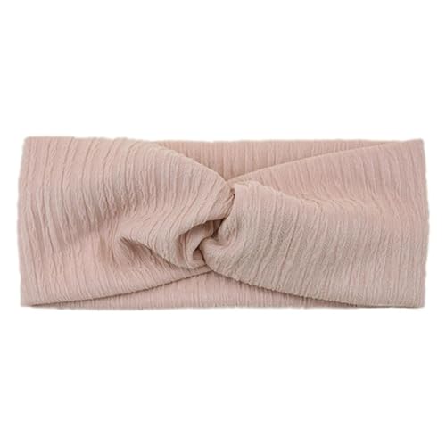 Niiyyjj Damen gestreiftes geknotetes Stirnband, handgefertigt, Sport, elastisch, Turban-Bandage, solides Yoga-Haar-Accessoire, Leder, Rosa von Niiyyjj