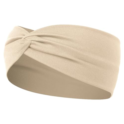 Niiyyjj Einfarbige Haarbänder für Damen, Leopardenmuster, elastisch, Vintage-Turban, Beige von Niiyyjj