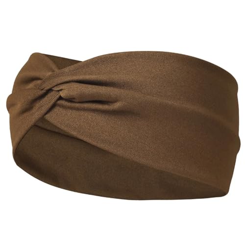 Niiyyjj Einfarbige Haarbänder für Damen, Leopardenmuster, elastisch, Vintage-Turban, Kaffeebraun von Niiyyjj