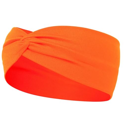 Niiyyjj Einfarbige Haarbänder für Damen, Leopardenmuster, elastisch, Vintage-Turban, Orange von Niiyyjj