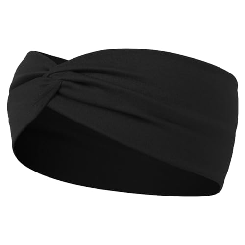 Niiyyjj Einfarbige Haarbänder für Damen, Leopardenmuster, elastisch, Vintage-Turban, Schwarz von Niiyyjj