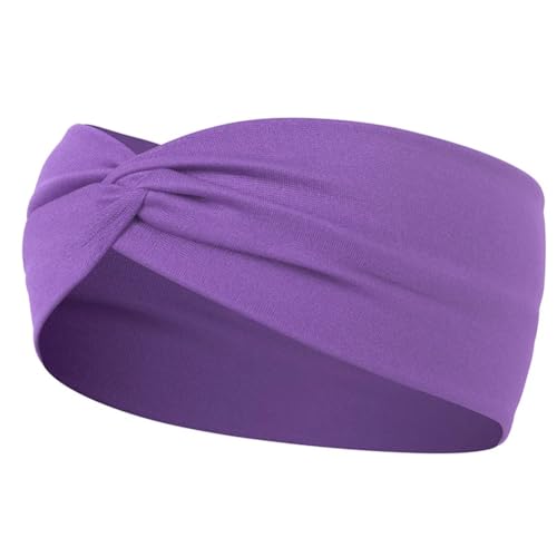 Niiyyjj Einfarbige Haarbänder für Damen, Leopardenmuster, elastisch, Vintage-Turban, Violett von Niiyyjj