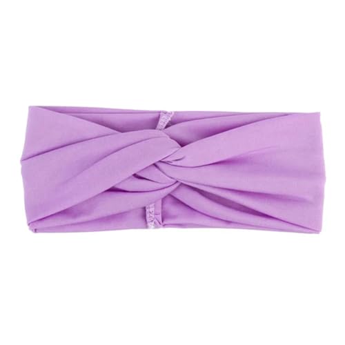 Niiyyjj Einfarbige Turban-Stirnbänder für Damen, elastische Haarbänder, gedrehtes Stirnband, Yoga, Headwrap Spa, Hellviolett von Niiyyjj