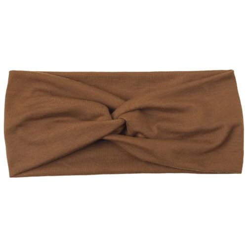 Niiyyjj Elastische Retro-Stirnbänder für Damen, Baumwolle, Stretch, Turban, Haarschmuck, Kopfbedeckung, breite Kopfbedeckung, Braun von Niiyyjj