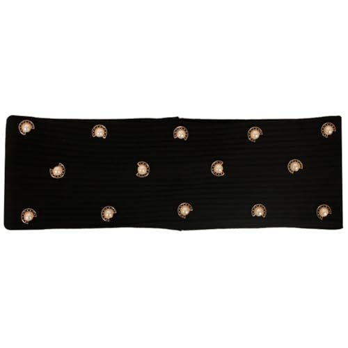 Niiyyjj Elastisches Haarband für Damen, mit Perlen, modisch, gerippt, weich, gestrickt, Kopfbedeckung, wärmer, Haarband, Bandanas, Schwarz von Niiyyjj