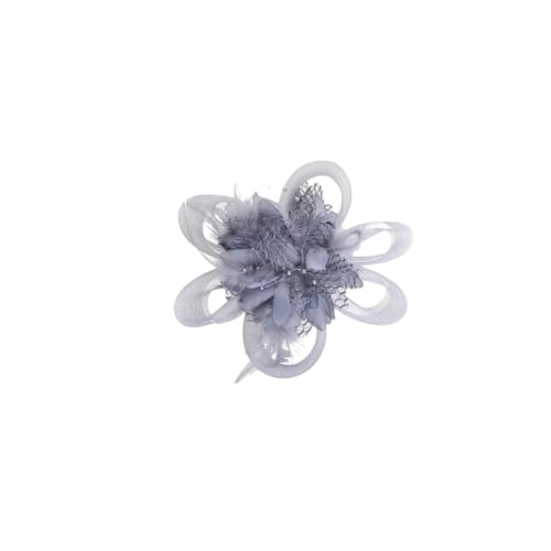 Niiyyjj Frauen Blume Feder Perlen Mesh Corsage Haarspangen Mädchen Weibliche Fascinator Braut Haarband Grau von Niiyyjj