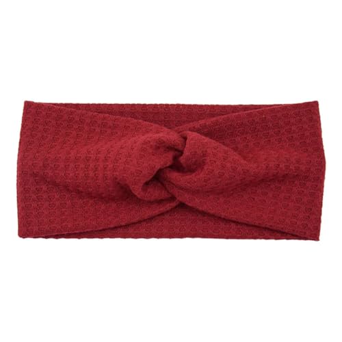 Niiyyjj Geknotetes Haarband für Damen, weich, warm, elastisch, einfarbig, gestrickt, Turbane, Haarschmuck, Jujube-Rot von Niiyyjj