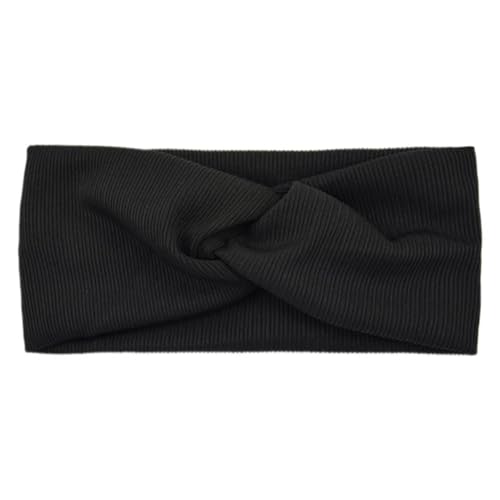 Niiyyjj Haarband für Damen, Vintage-Stil, geknotet, Sport, elastisch, rutschfest, Turban-Haarband, Mädchen, Yoga, Haar-Accessoires, Schwarz von Niiyyjj