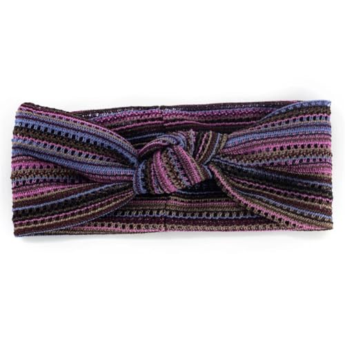 Niiyyjj Haarband im Ethno-Stil, geknotet, Vintage, Bandana, hohl, bedruckt, Boho, Schleife, Stirnbänder für Damen, Violett von Niiyyjj