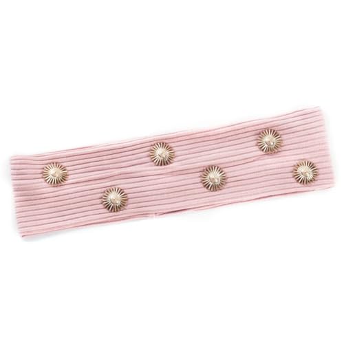 Niiyyjj Haarband mit Sonnenblumen-Nieten für Damen, elastisch, einfarbig, Rosa von Niiyyjj