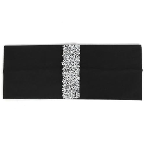 Niiyyjj Haarreif für Damen, Strass, Haarband, Mädchen, Haarschmuck, Bohemian-Haarband, Baumwolle, elastisch, Silber/Schwarz von Niiyyjj