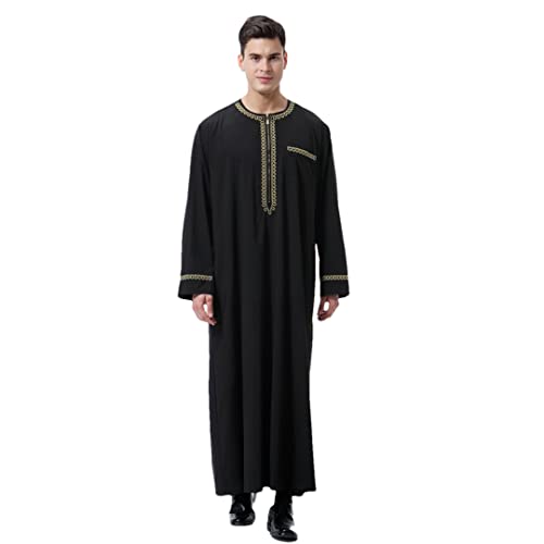 Niiyyjj Herren Thoub Thobe Robe Saudi Abaya Jubbah Arabisch Kaftan Kleid Islamisch Nahen Osten Roben, Schwarz , XXL von Niiyyjj